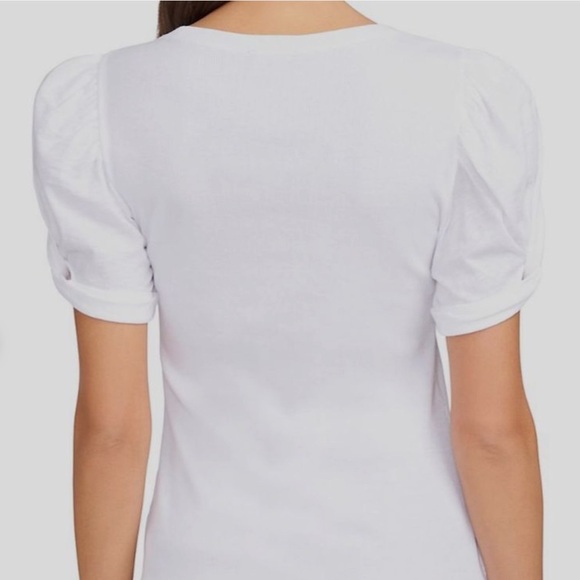 1.State White ridded Puff Sleeve Top/ Tee Sz L NWT - Picture 6 of 8